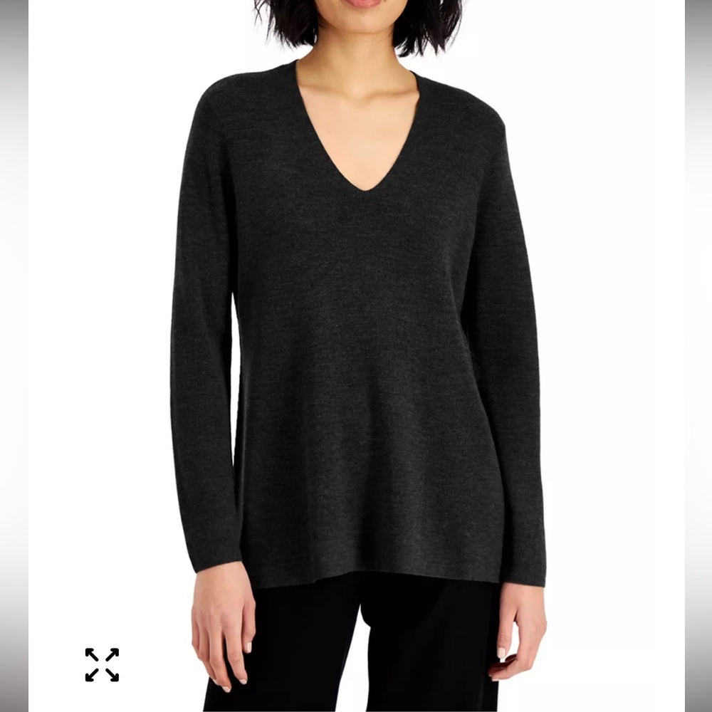 Eileen Fisher 100% Superfine Merino Wool Tunic Sweater Size Medium